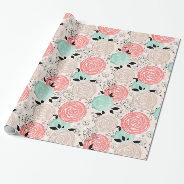 Retro, Rose Geschenkpapier (Ungerollt)
