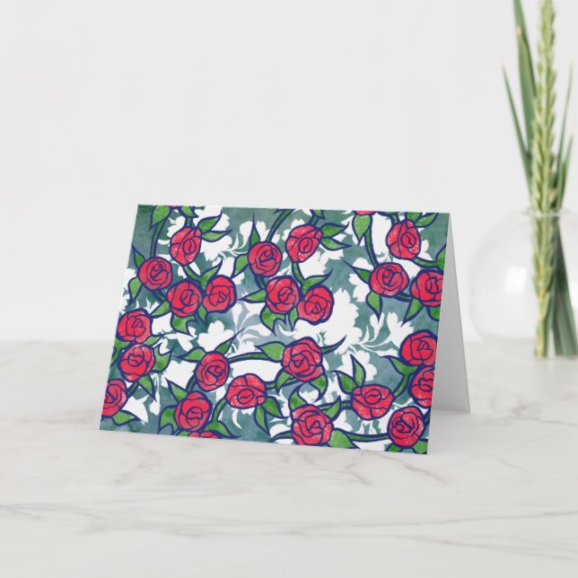 Retro-Rose Karte (Vorderseite)