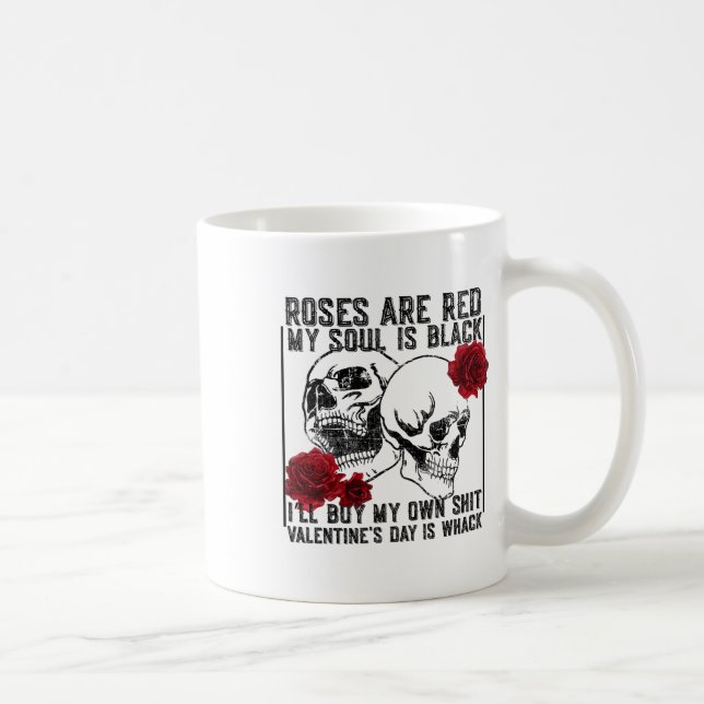 Retro Rose sind rot Mein Soul ist schwarz Skelett  Kaffeetasse (Rechts)