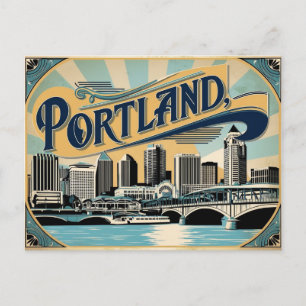 Retro-Rose Stadt Vintag Portland Charm Postkarte