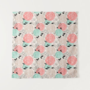 Retro, Rose Wandteppich