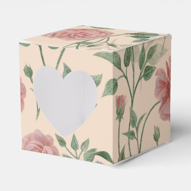 Retro-Rosenblüten Geschenkschachtel (Vorderseite)