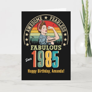Retro Rosie Riveter Custom Birthday Card for Women Karte