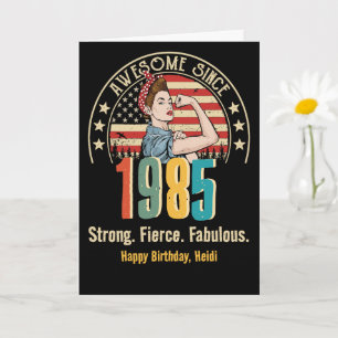 Retro Rosie Riveter Custom Birthday Card for Women Karte