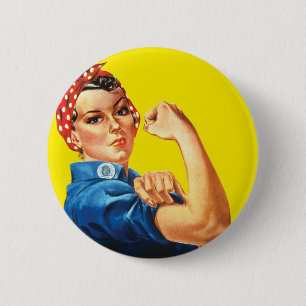 Retro Rosie the Riveter Feminist - wir können es  Button