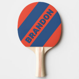 Retro Rot & Blau Drei fette Streifen mit Namen Tischtennis Schläger