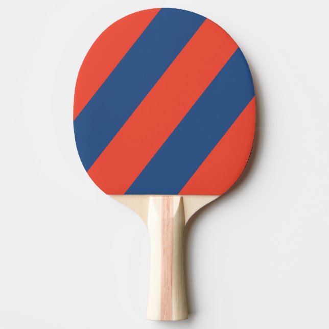 Retro Rot & Blau Drei fette Streifen Tischtennis Schläger (Vorderseite)