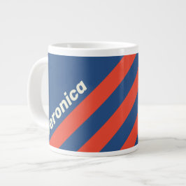 Retro Rot & Blau Drei Streifen mit Namen Jumbo-Tasse