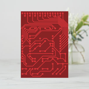 Retro-Rot Circuit Board Tech-Muster Einladung