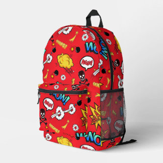 Retro-Rot-Comic-Book-Pop-Art-Explosion-Muster Bedruckter Rucksack