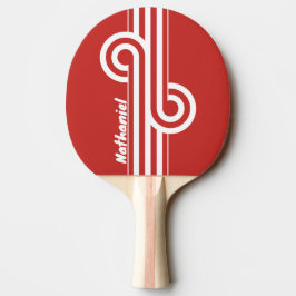 Retro-Rot-Doppelstreifen-Schleife mit Namen Tischtennis Schläger