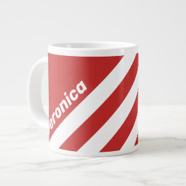 Retro Rot Drei Streifen mit Namen Jumbo-Tasse
