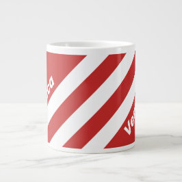 Retro Rot Drei Streifen mit Namen Jumbo-Tasse