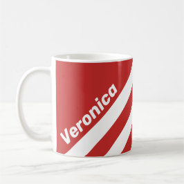 Retro Rot Drei Streifen mit Namen Kaffeetasse