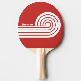 Retro-Rot Dual-Curl-Streifen mit Namen Tischtennis Schläger