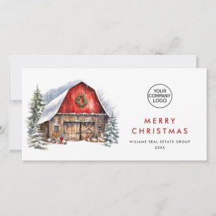 Retro-Rot-Farm-Scheunen-Weihnachten-Unternehmenswe Feiertagskarte