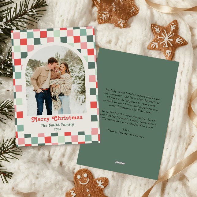 Retro Rot Grün Karo Foto Bogen Weihnachten (Von Creator hochgeladen)