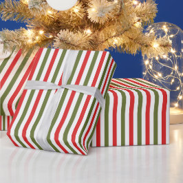 Retro Rot Grün Weiß Weihnachtsstreifenmuster Geschenkpapier