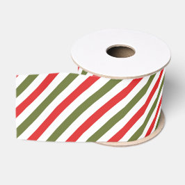 Retro Rot Grün Weiß Weihnachtsstreifenmuster Ripsband