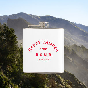 Retro-Rot Happy Campers Wappen Camp-Wochenende Flachmann