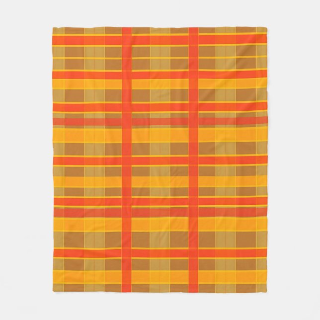 Retro-Rot-Orange-Karomuster Fleecedecke (Vorderseite)
