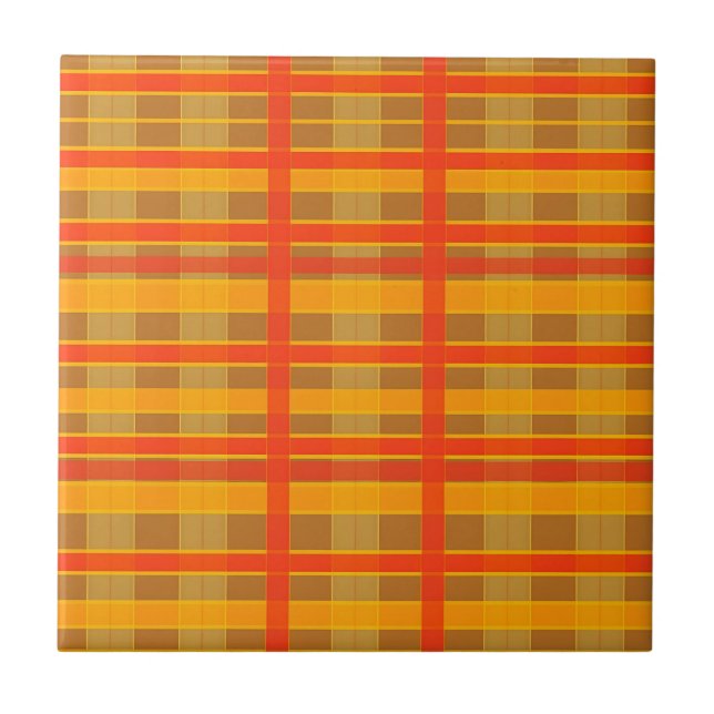 Retro-Rot-Orange-Karomuster Fliese (Vorderseite)