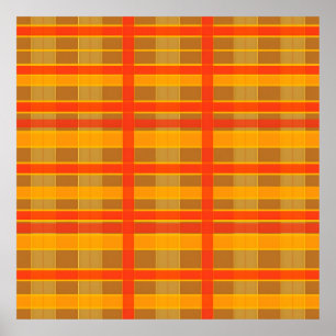 Retro-Rot-Orange-Karomuster Poster