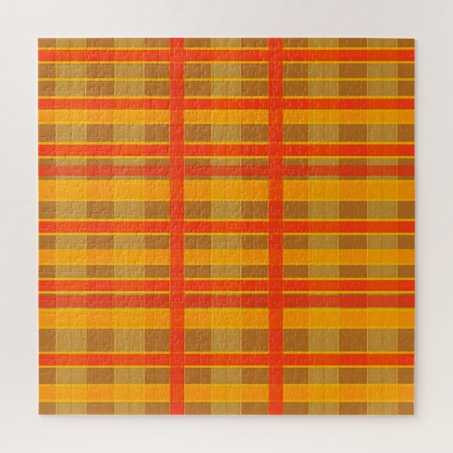 Retro-Rot-Orange-Karomuster Puzzle (Vertikal)