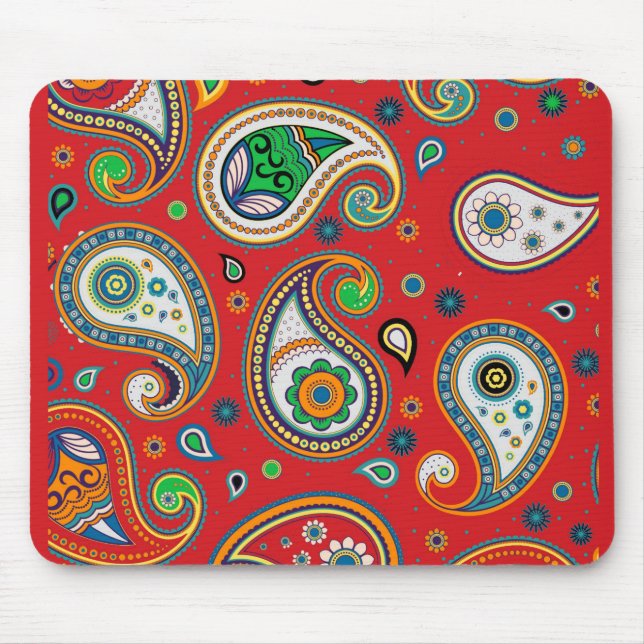 Retro-Rot Paisley-Druck dicke Computermauspad Mousepad (Vorne)