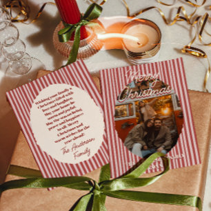Retro-Rot-Pink-Launische-Foto-Streifen-Weihnachten Feiertagskarte