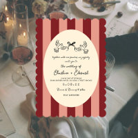 Retro-Rot-Rosa-Gestreifte-Tauben-Hochzeit