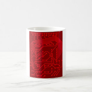 Retro-Rot-Schaltkreisplatinen-Tech-Muster Kaffeetasse