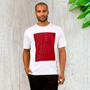 Retro-Rot-Schaltkreisplatinen-Tech-Muster T-Shirt