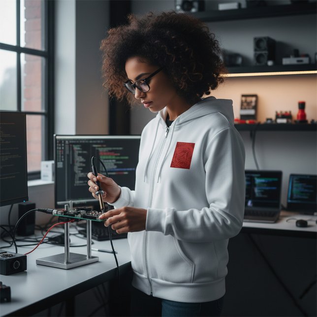 Retro-Rot-Schaltplatinen-Tech-Muster Hoodie (Von Creator hochgeladen)