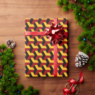 Retro Rot Schwarz Barcelona Geometrisches Blockmus Geschenkpapier