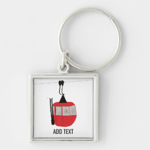 Retro Rot Skilift Gondelbahn Personalisiert Schlüsselanhänger