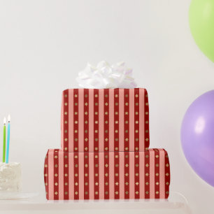 Retro-Rot-Streifen-Goldsterne-Weihnachten Geschenkpapier