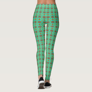 Retro Rot und Grün Muster Leggings