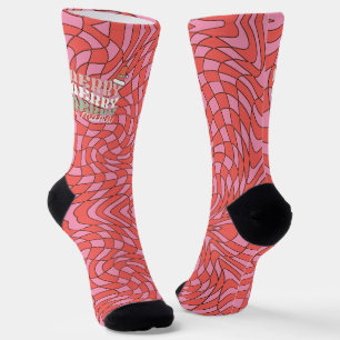 Retro Rot und Rosa Swirl   Merry Mama Christmas Socken
