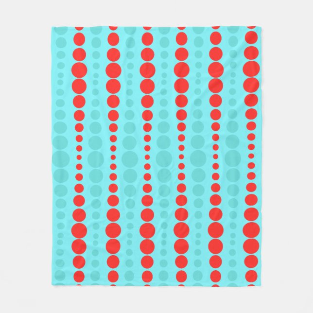 Retro Rot und Türkis Dots Fleece Blanket (Vorderseite)