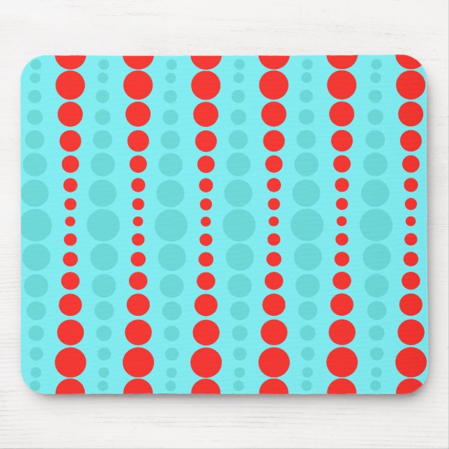 Retro Rot und Türkis Dots Mousepad (Vorne)
