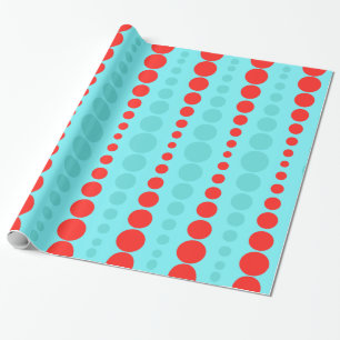 Retro-Rot und Türkis Jumbo-Punkte-Geschenkpapier Geschenkpapier