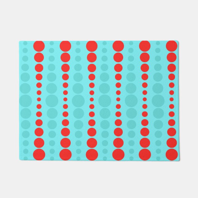 Retro Rot-und Türkis-Punkt-Tür-Matte Fußmatte (Vorderseite)
