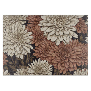 Retro Rot und Weiß Chrysanthemen Schneidebrett