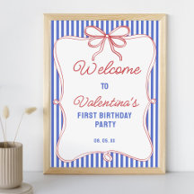 Retro Rot Weiß & Blau Klassische Streifen Schleife