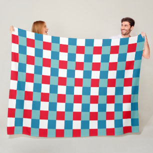 Retro Rot Weiß Blau Tartan Kariert 4. Juli Fleecedecke