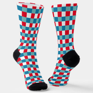 Retro Rot Weiß Blau Tartan Karo 4. Juli Socken
