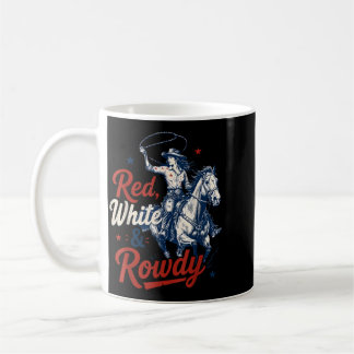 Retro Rot Weiß Und Ausgelassen 4. Juli Rodeo Kaffeetasse
