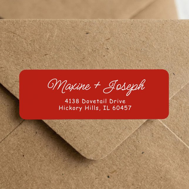Retro-Rot-Weiße-Hochzeits-Rücksendeadresse (Retro red and white wedding return address label adds a charming touch to wedding mail.)