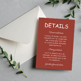 Retro-Rot-Weiße Hochzeitsinformationen Begleitkarte